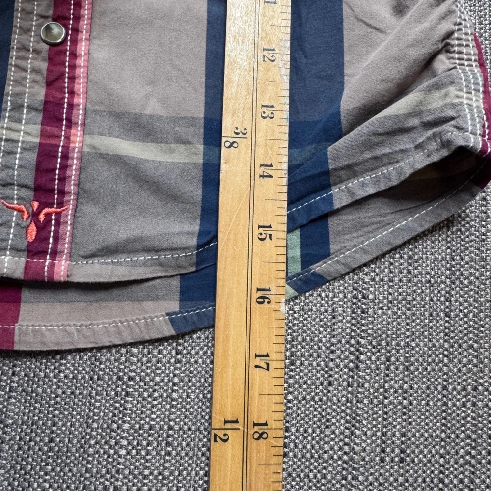 Wrangler 20X Kids Western Shirt Plaid Long Sleeve Pearl Snap Burgundy BJ1171A XS